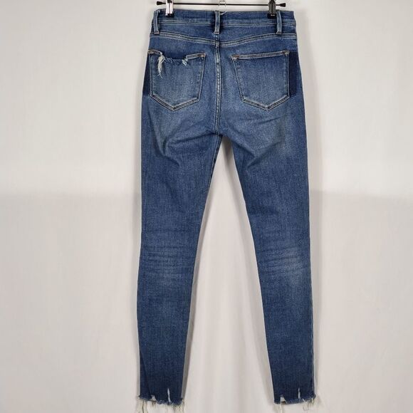 Frame Le High Raw Hem Ankle Skinny Jeans In Victoria Park - Size 25 - Picture 7 of 12